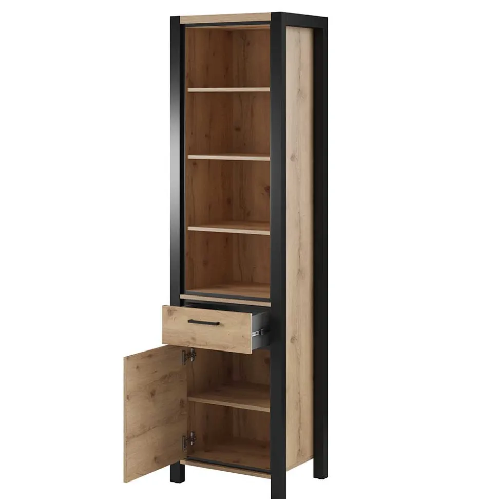 Standregal in Wildeiche NB & Schwarz - Zavorra