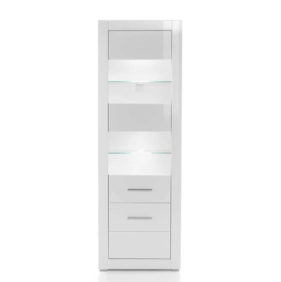 Standvitrine in Hochglanz Weiß Yulis 2-türig