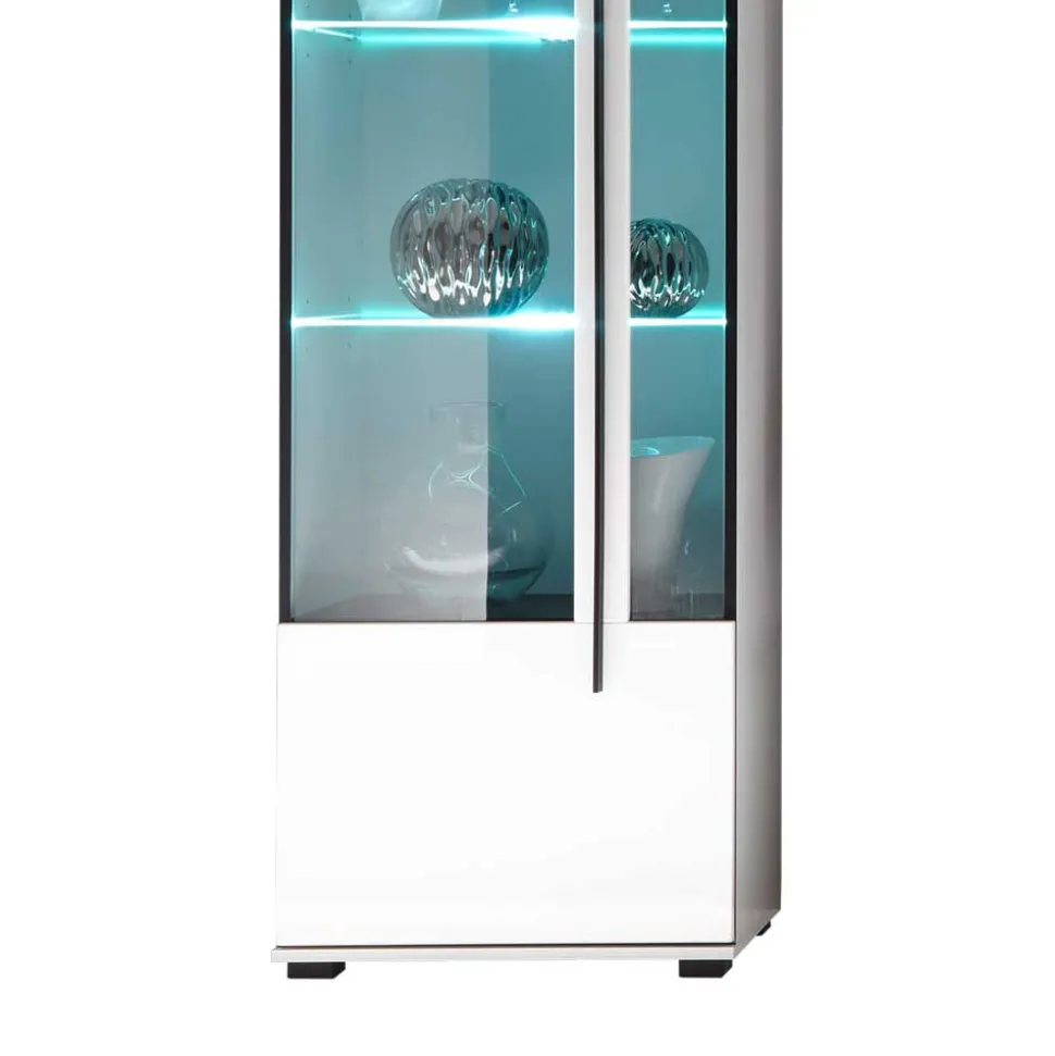 Standvitrine Jetongos in Weiß Hochglanz