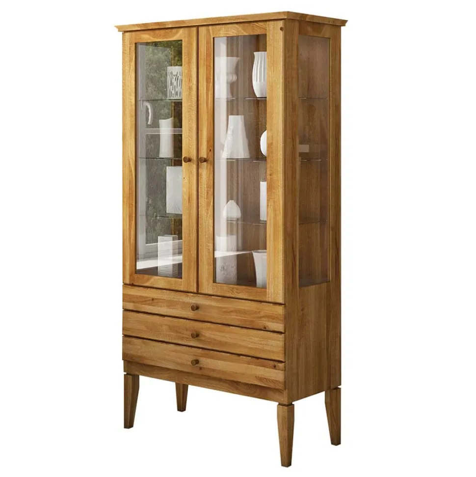 Standvitrine Masdamos aus Wildeiche massiv