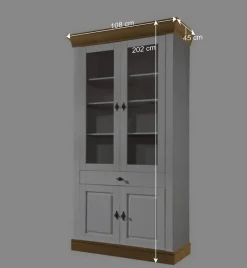 Standvitrine Sibiuta in Weiß Kiefer teilmassiv