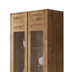 Standvitrine Vaskov aus Wildeiche Massivholz