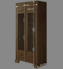 Standvitrine Vaskov aus Wildeiche Massivholz