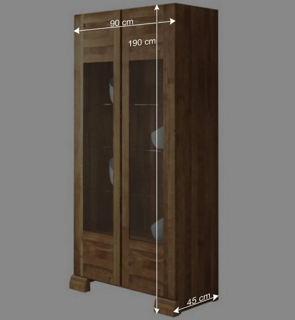Standvitrine Vaskov aus Wildeiche Massivholz