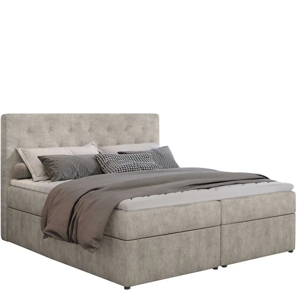 Stauraum Bett in Cremeweiß Stoffbezug - Annely