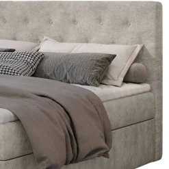 Stauraum Bett in Cremeweiß Stoffbezug - Annely