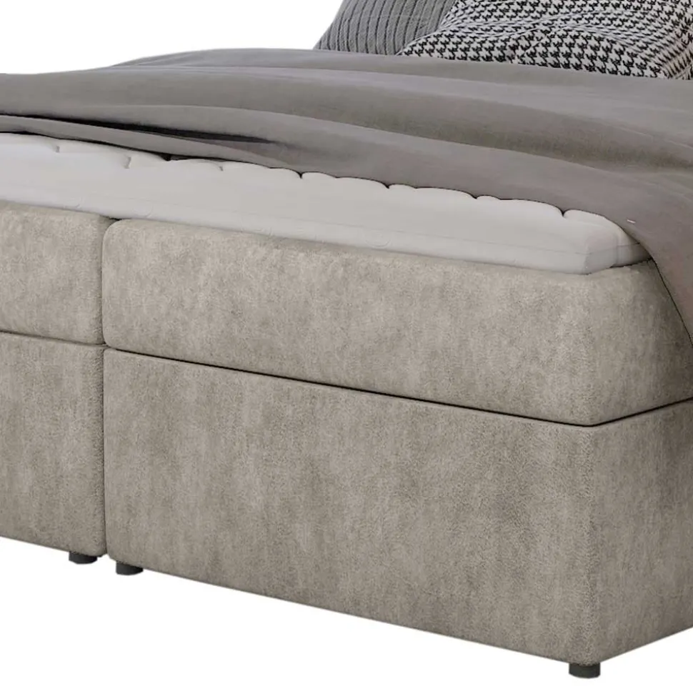 Stauraum Bett in Cremeweiß Stoffbezug - Annely