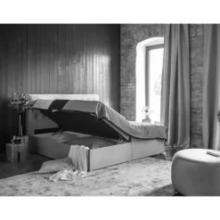 Stauraum Bett in Cremeweiß Stoffbezug - Annely