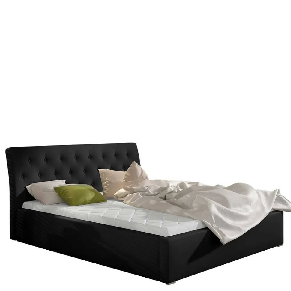 Stauraum Bett in Schwarz Kunstlederbezug - Roxing