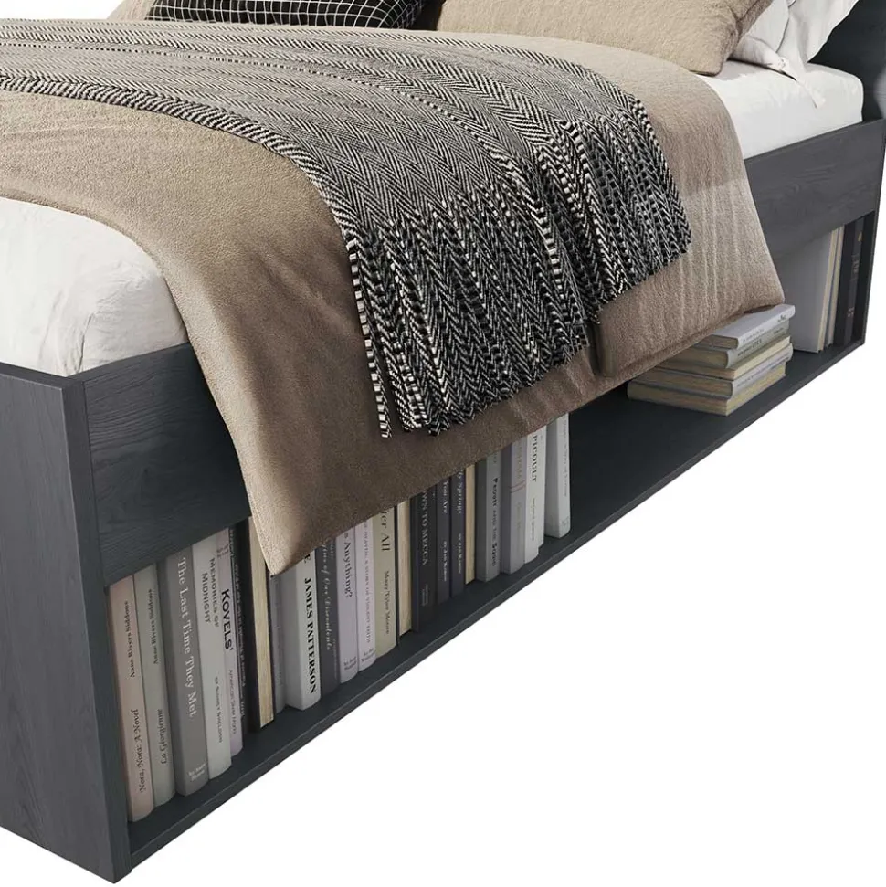 Stauraum Doppelbett in Eiche Grau - Carika