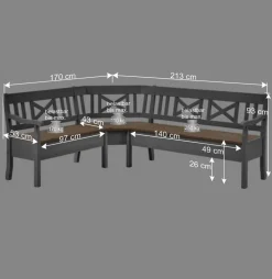 Stauraum Eckbank Jytte in Grau mit Braun