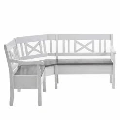 Stauraum Eckbank Yoan in Weiß mit Grau