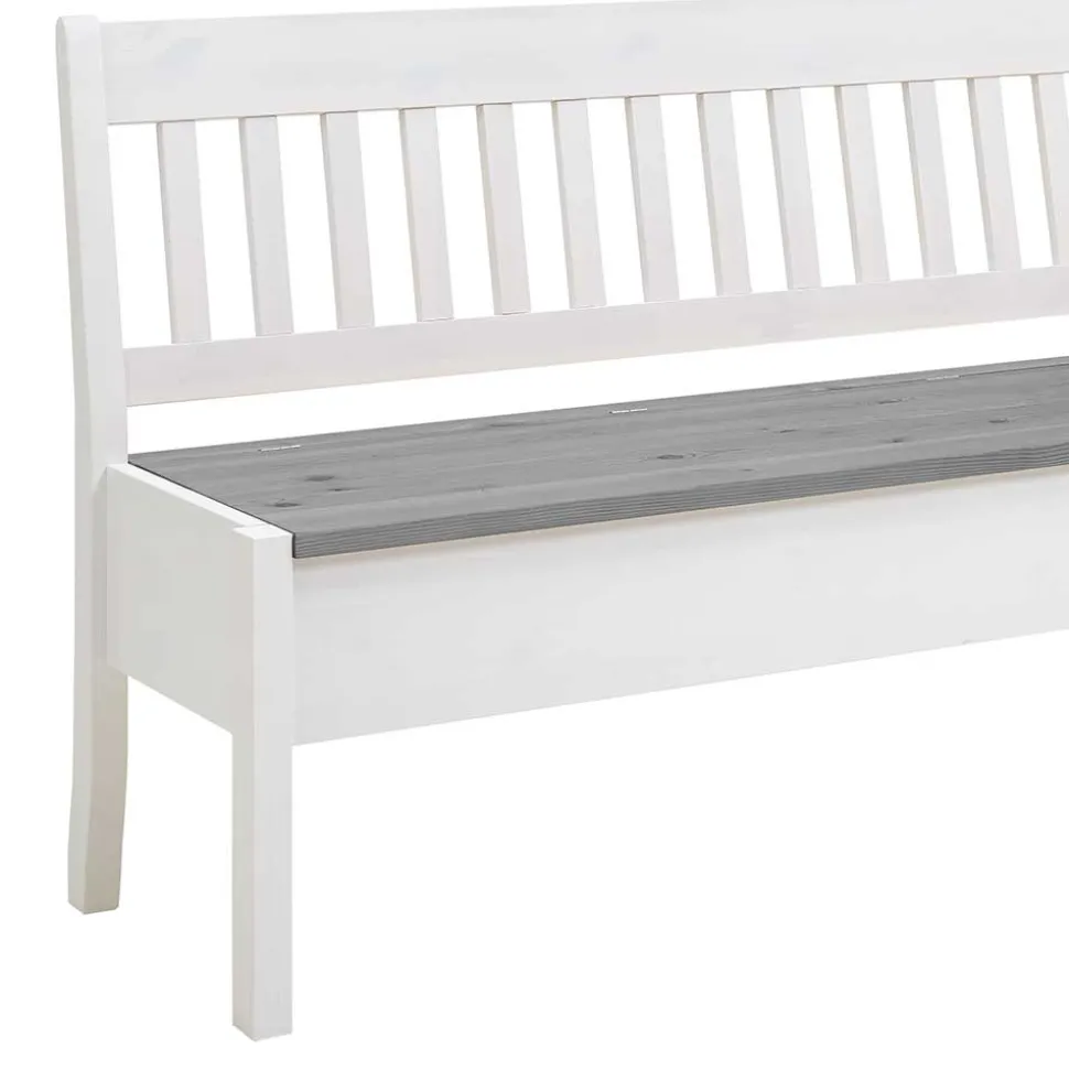 Stauraum Holzbank in Weiß & Grau - Ovidos