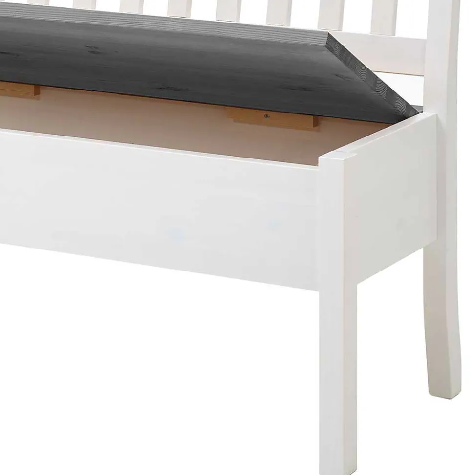 Stauraum Holzbank in Weiß & Grau - Ovidos