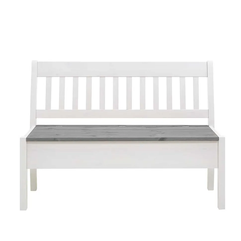 Stauraum Holzbank in Weiß & Grau - Ovidos