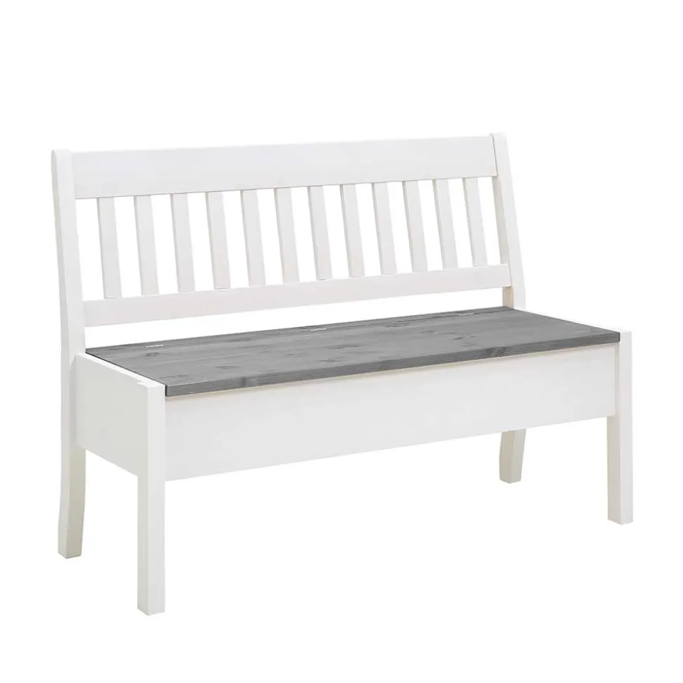 Stauraum Holzbank in Weiß & Grau - Ovidos