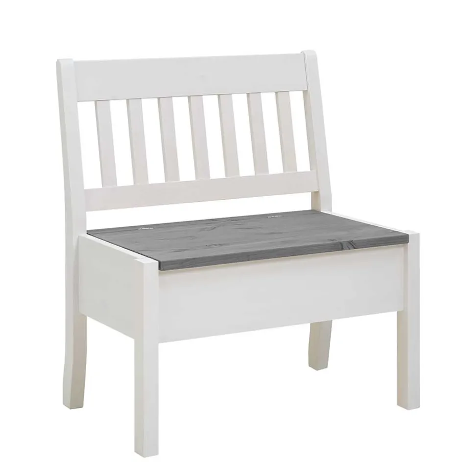 Stauraum Holzbank in Weiß & Grau - Ovidos