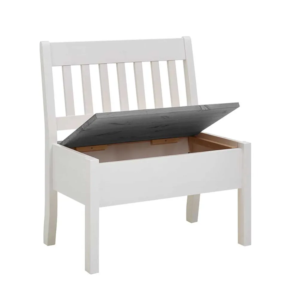 Stauraum Holzbank in Weiß & Grau - Ovidos