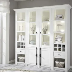 Stauraum Landhaus Vitrinenschrank in Weiß - Chelles