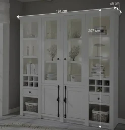 Stauraum Landhaus Vitrinenschrank in Weiß - Chelles