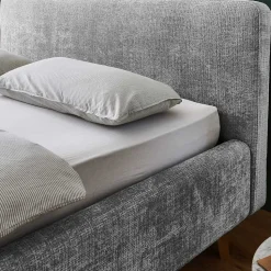 Stauraum Polsterbett aus Boucle in Grau - Tasso