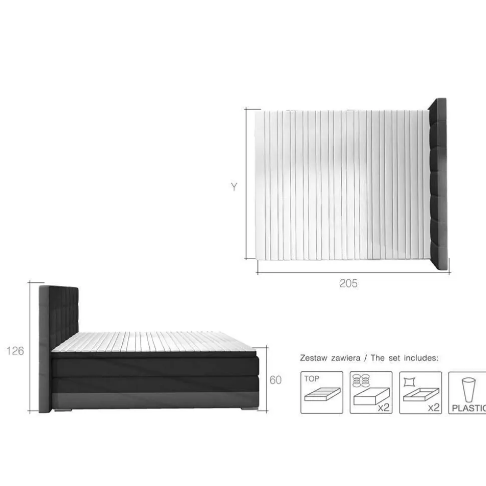 Stauraum Polsterbett in Grau und Schwarz - Surius