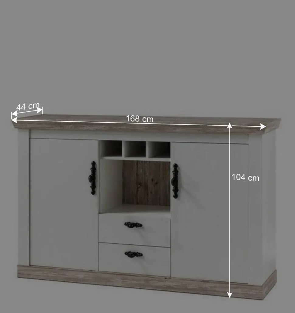 Stauraum Sideboard im Scandi Landhaus Stil Nedita in Weiß