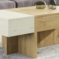 Stauraum Sofatisch in Wildeiche & Creme - Tara