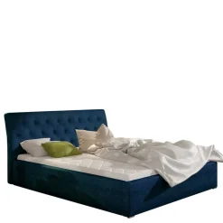 Stauraumbett aus Velours Dunkelblau - Dorisa