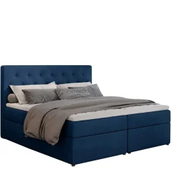Stauraumbett in Dunkelblau Samtbezug - Sipano