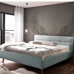 Stauraumbett in hellem Blau & Eiche - Armele