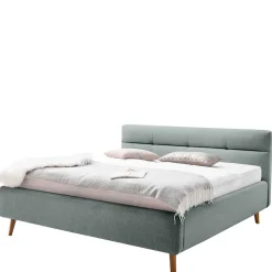 Stauraumbett in hellem Blau & Eiche - Armele