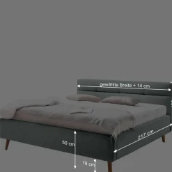 Stauraumbett in hellem Blau & Eiche - Armele