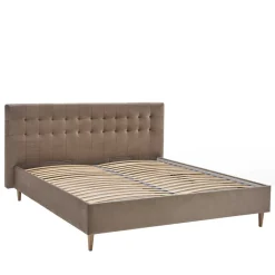 Stauraumbett in Taupe aus Samt - Ubaldo