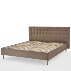 Stauraumbett in Taupe aus Samt - Ubaldo