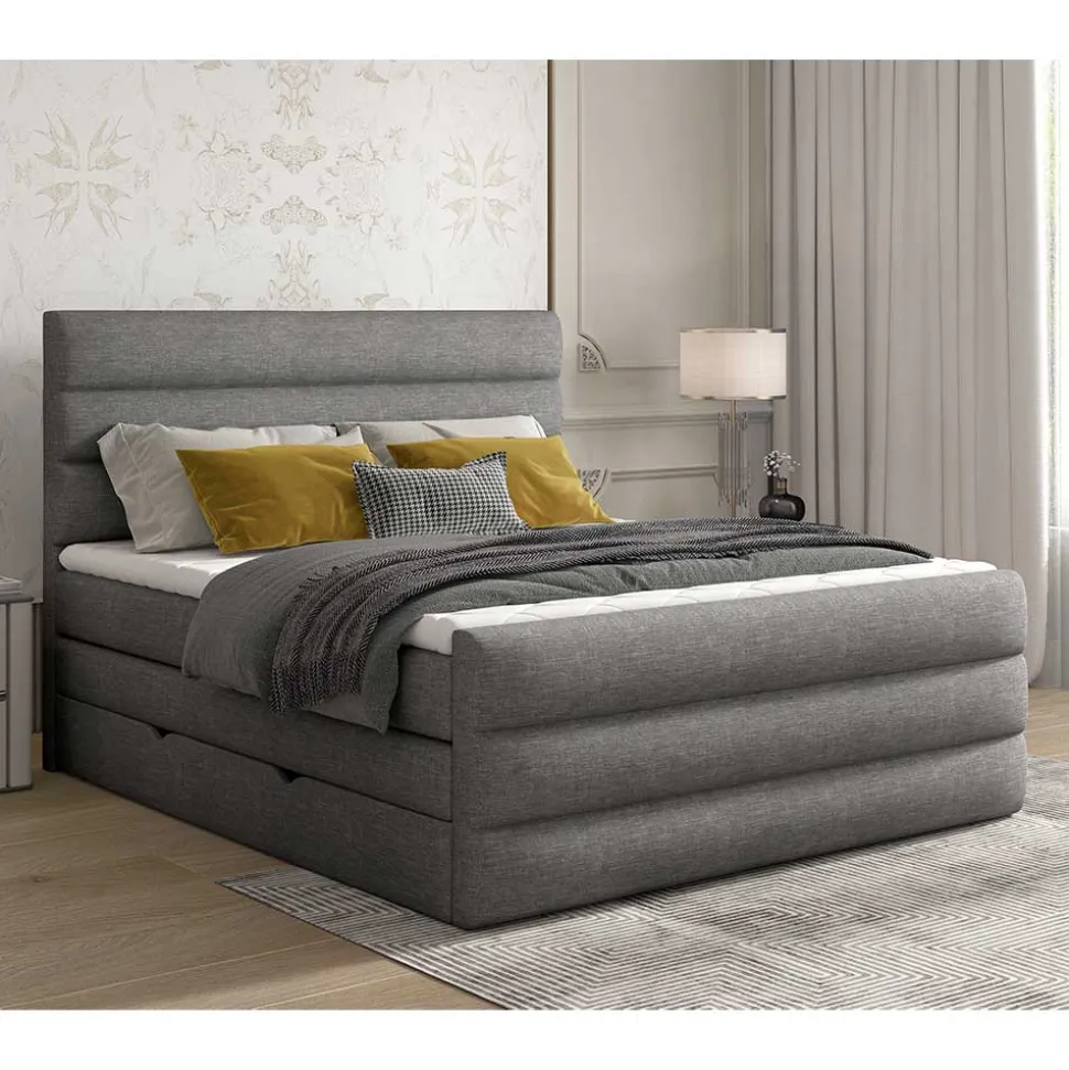 Stauraum-Boxspringbett in Dunkelgrau - Pacet