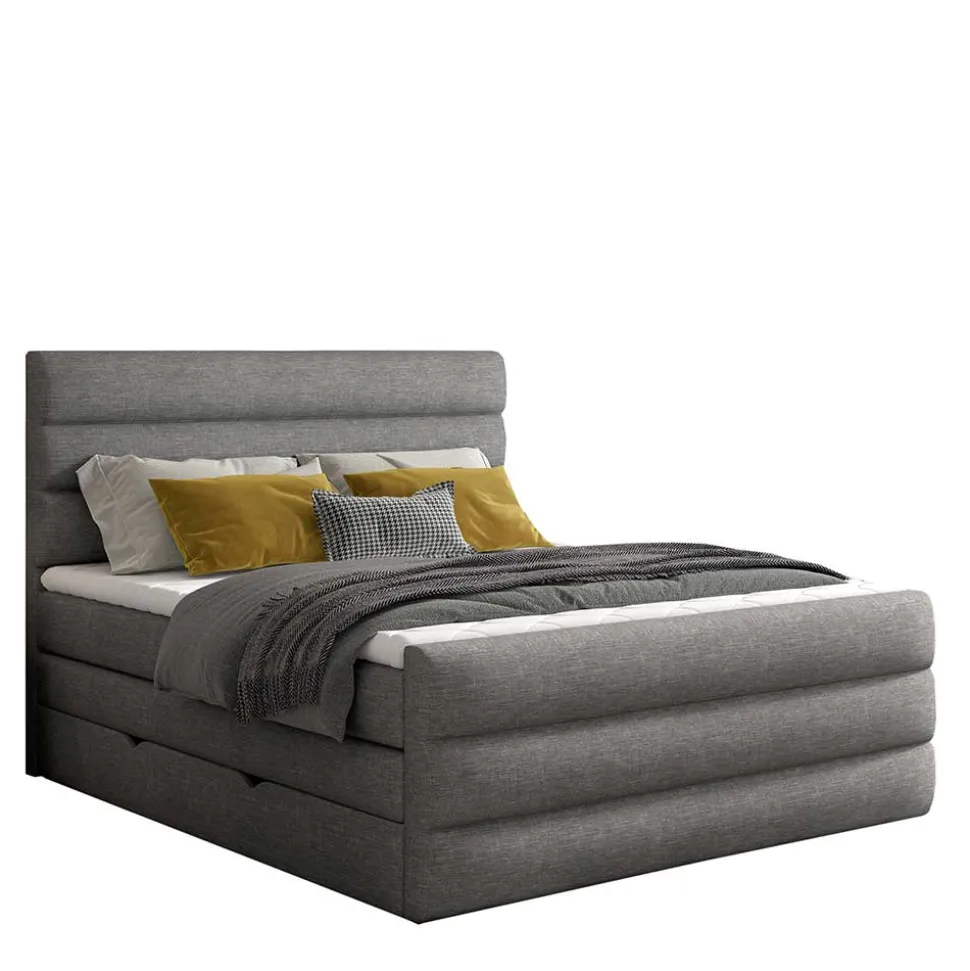 Stauraum-Boxspringbett in Dunkelgrau - Pacet