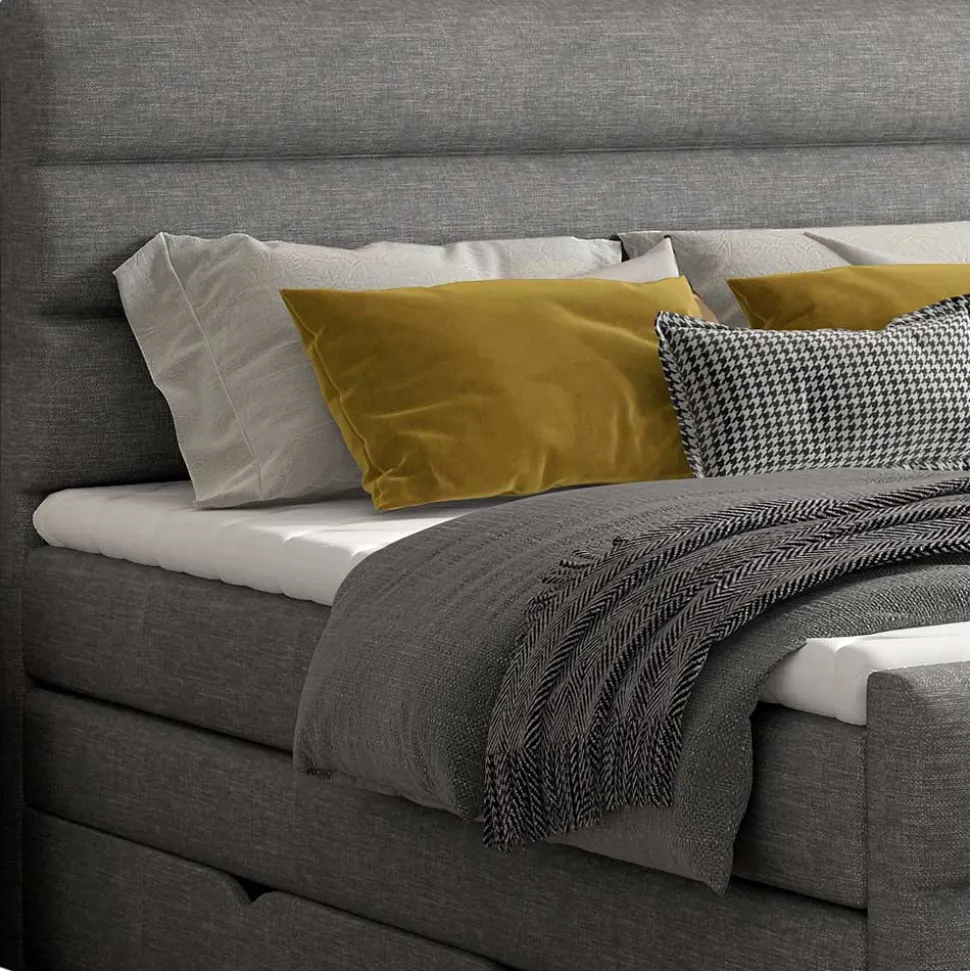 Stauraum-Boxspringbett in Dunkelgrau - Pacet