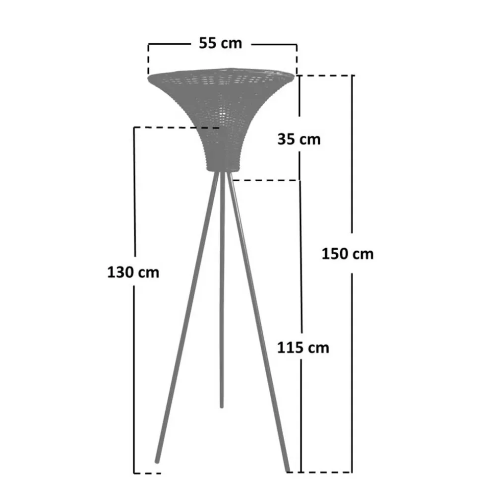 Stehlampe mit Seegras Geflecht Schirm - Ciranzo