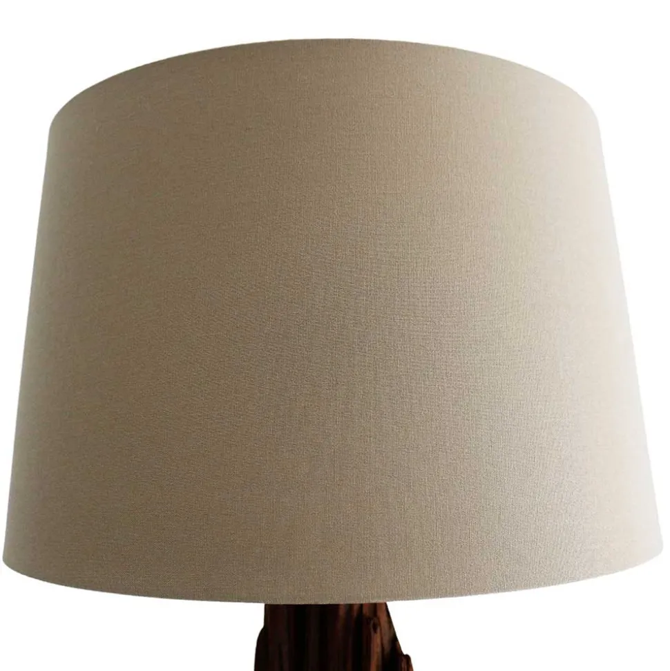 Stehlampe mit Stoffschirm und Treibholz Stele - Duvianco