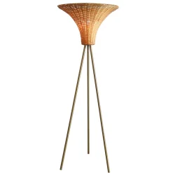 Stehleuchte mit Geflechtschirm Rattan - Alexandre