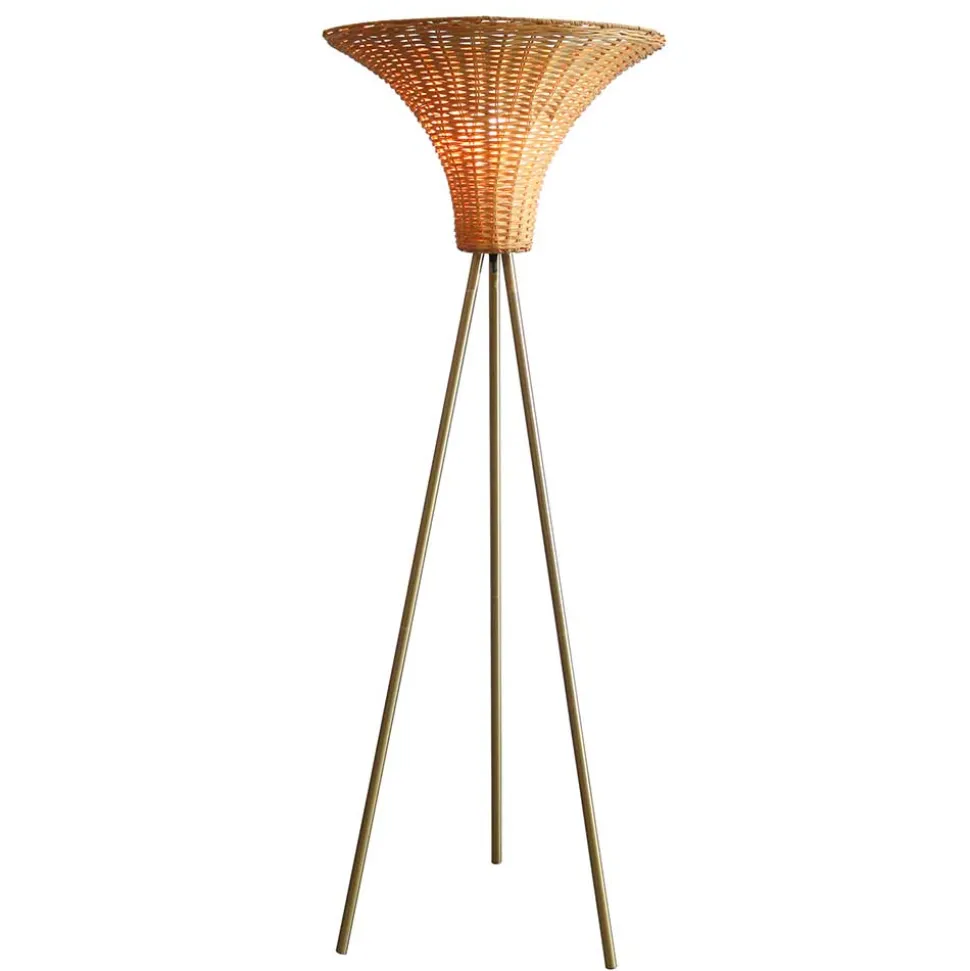 Stehleuchte mit Geflechtschirm Rattan - Alexandre