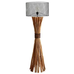 Stehleuchte mit Gitterschirm und Treibholz Fuß - Pamela