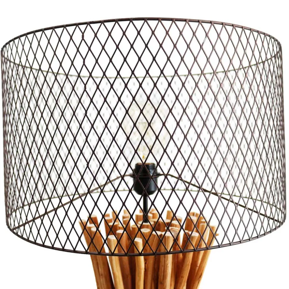 Stehleuchte mit Gitterschirm und Treibholz Fuß - Pamela