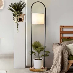 Stehleuchte mit Stoffschirm Creme - Abrahams