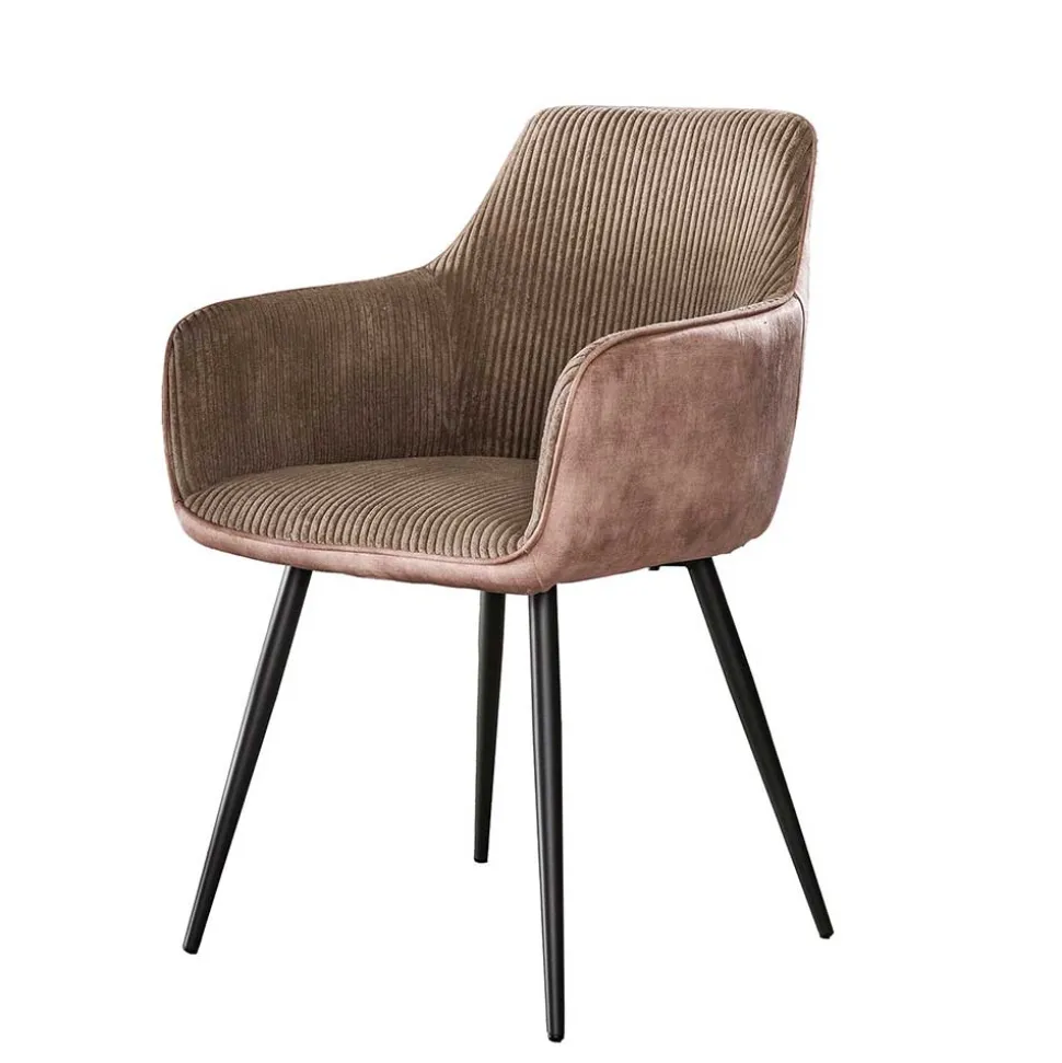 Stühle in Beige Cord und Samt - Tulcea (2er Set)