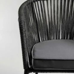 Stühle mit Kordelgeflecht in Schwarz - Gesdana (4er Set)