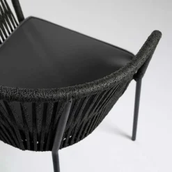 Stühle mit Kordelgeflecht in Schwarz - Gesdana (4er Set)