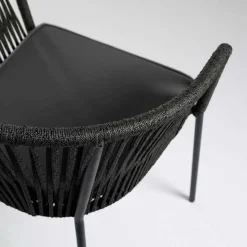 Stühle mit Kordelgeflecht in Schwarz - Gesdana (4er Set)