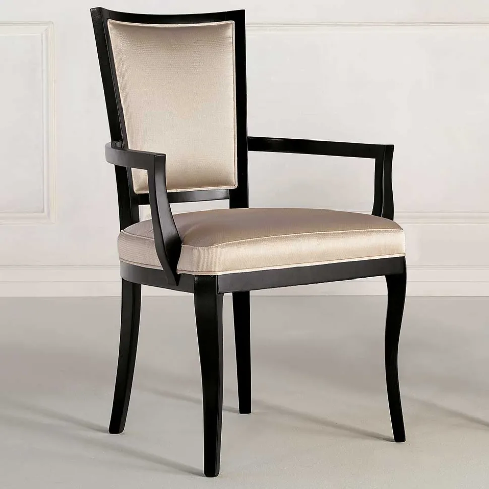 Stilvoller Armlehnenstuhl in Beige Stoff - Susi